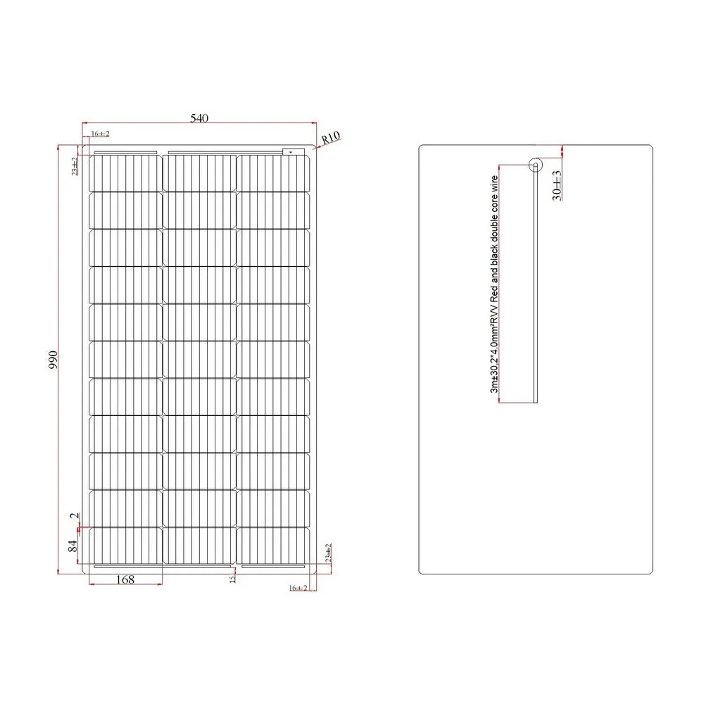 100W BLACK SEMI-FLEXIBLE SOLAR PANEL WITH REAR JUNCTION BOX