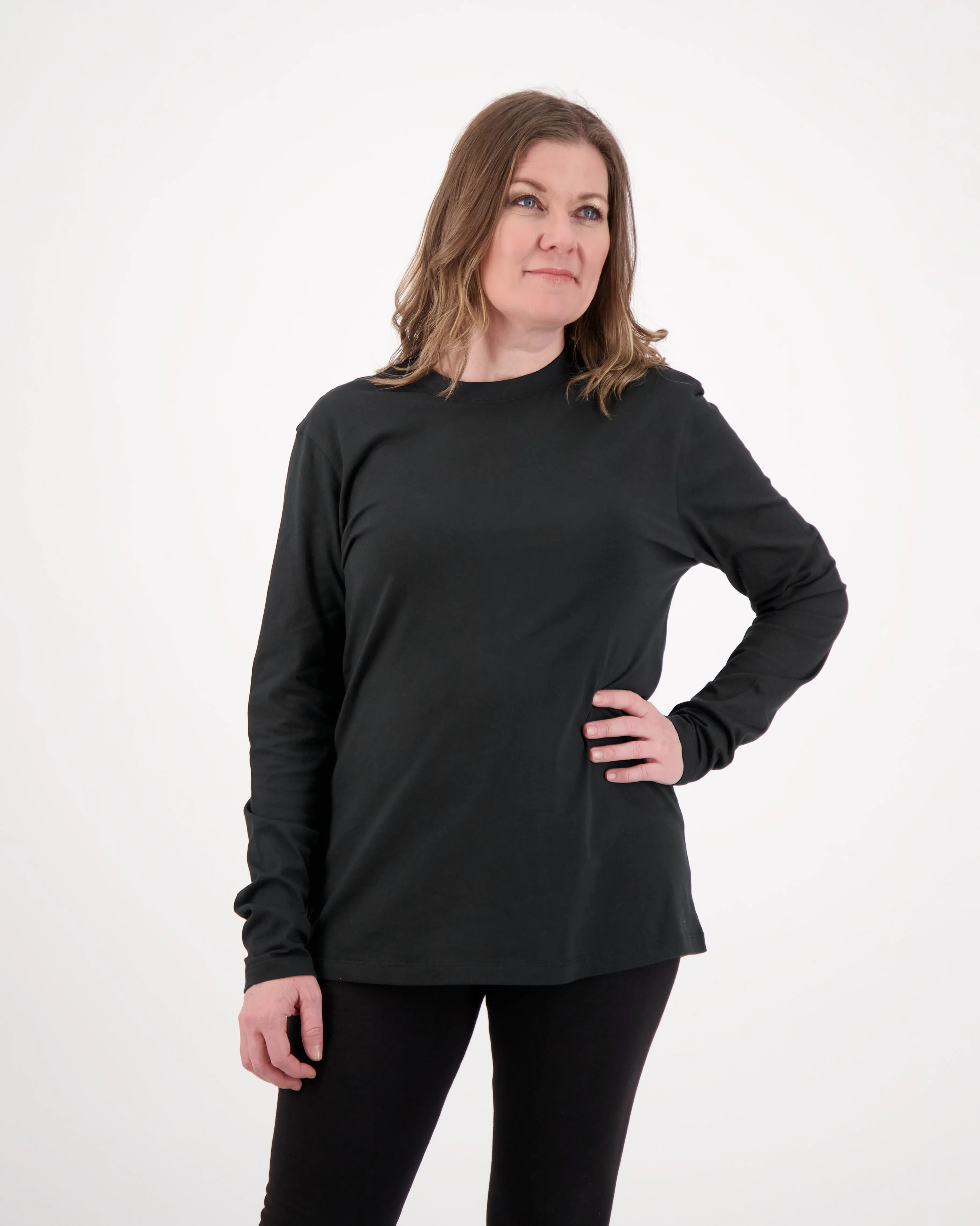 6-Pack Gender-Neutral Long Sleeve Black T-Shirts | Organic Cotton, Soft & Durable Essential