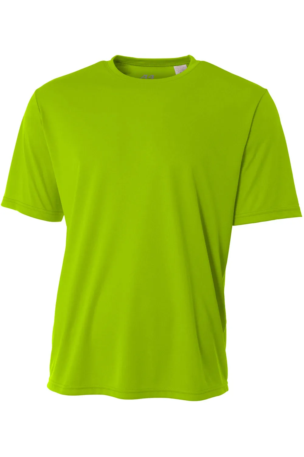 A4 Mens Performance Moisture Wicking Short Sleeve Crewneck T-Shirt - Lime Green