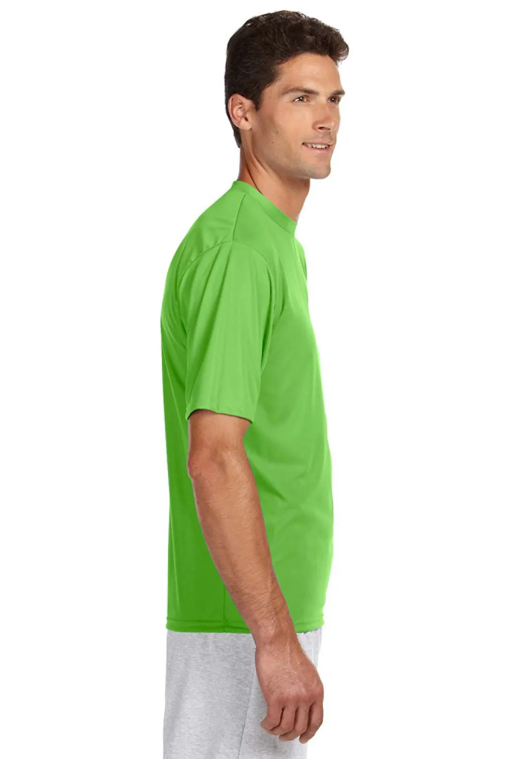 A4 Mens Performance Moisture Wicking Short Sleeve Crewneck T-Shirt - Lime Green