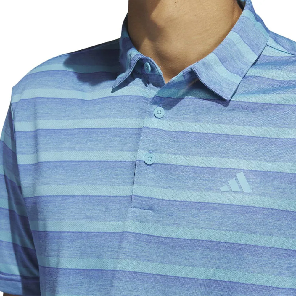 adidas 2 Colour Stripe Polo Shirt - Blue Fusion/Preloved Blue