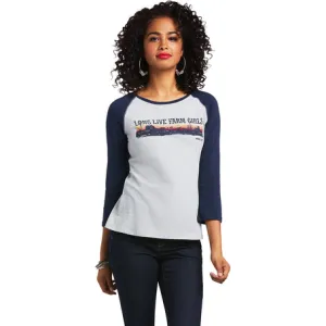 Ariat Women's Heather Gray and Navy Baseball Tee