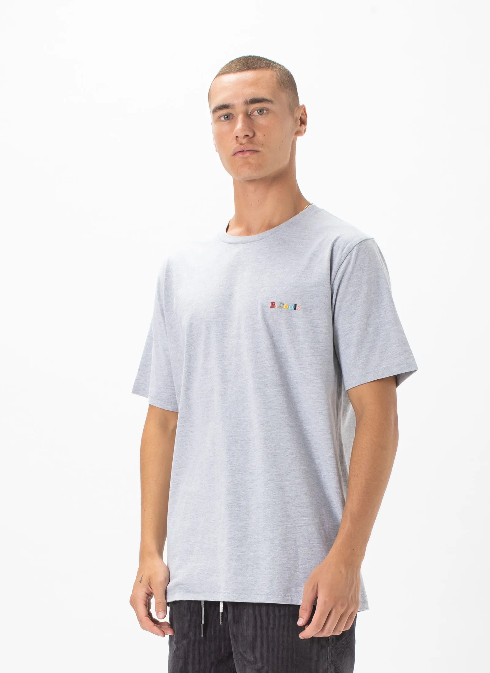 B.Cools Retro Embro Tee Grey Melange