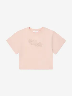 Chloé Girls Organic Cotton Cropped T-Shirt in Pink