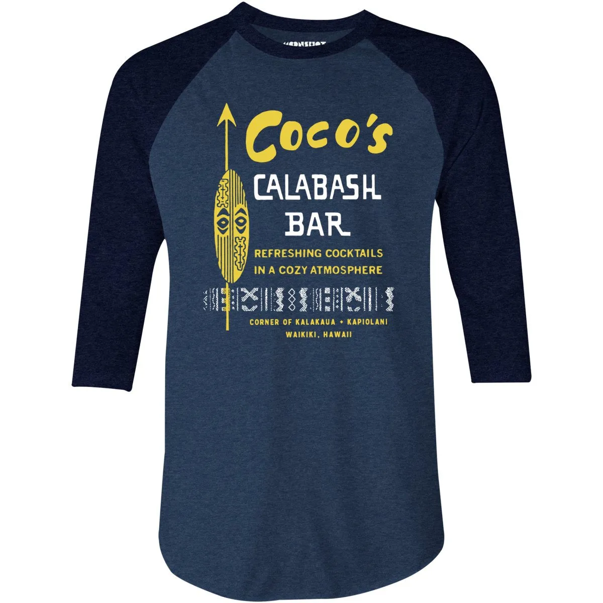 Coco's Calabash Bar - Waikiki, HI - Vintage Tiki Bar - 3/4 Sleeve Raglan T-Shirt