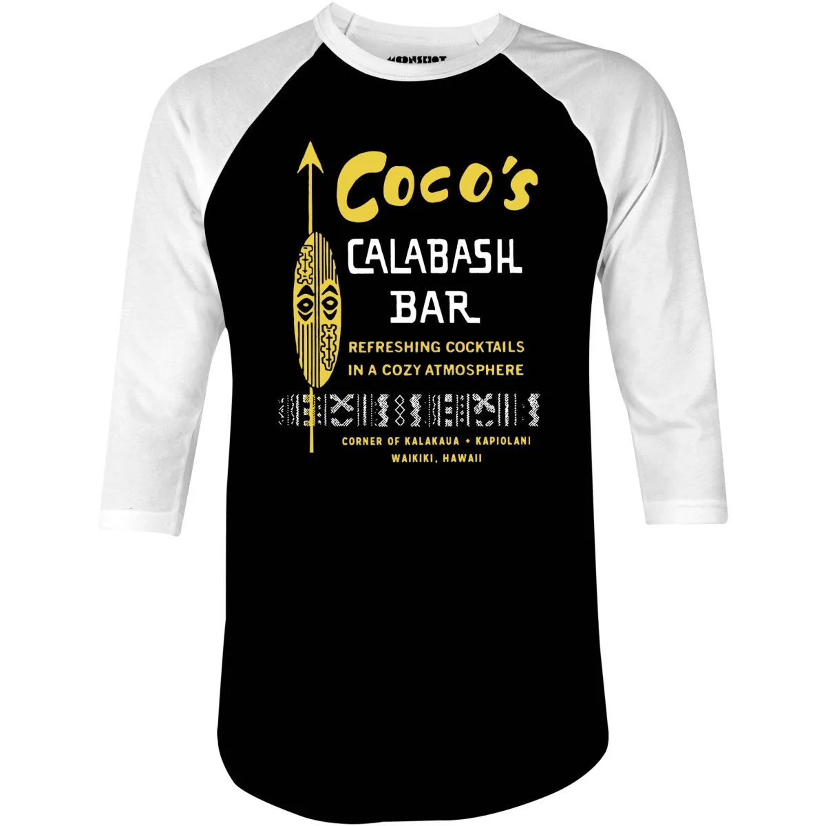 Coco's Calabash Bar - Waikiki, HI - Vintage Tiki Bar - 3/4 Sleeve Raglan T-Shirt