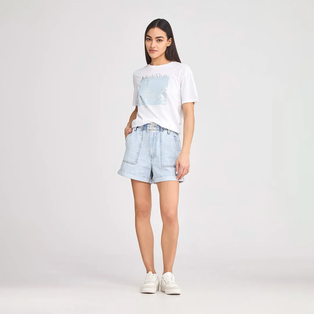 Crew Neck Short Sleeve Cropped T-Shirt