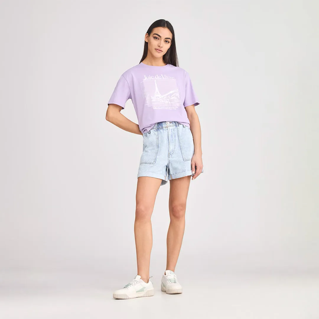 Crew Neck Short Sleeve Cropped T-Shirt