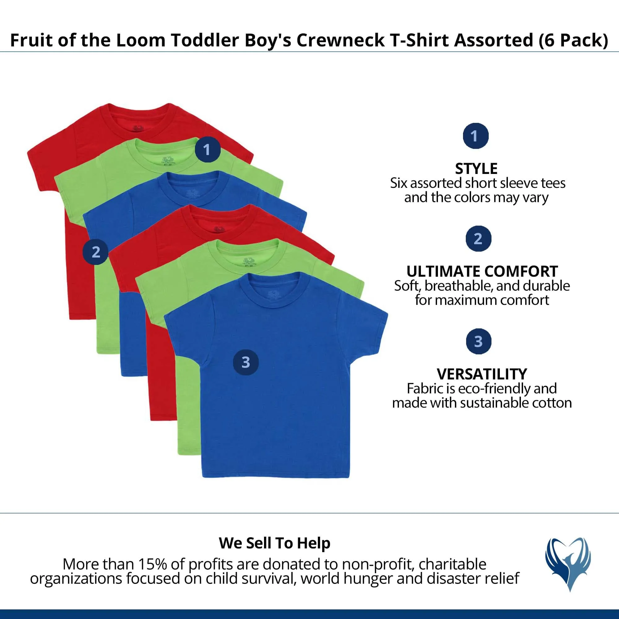 Fruit of the Loom Toddler Boy's Crewneck T-Shirt Assorted (6 Pack)