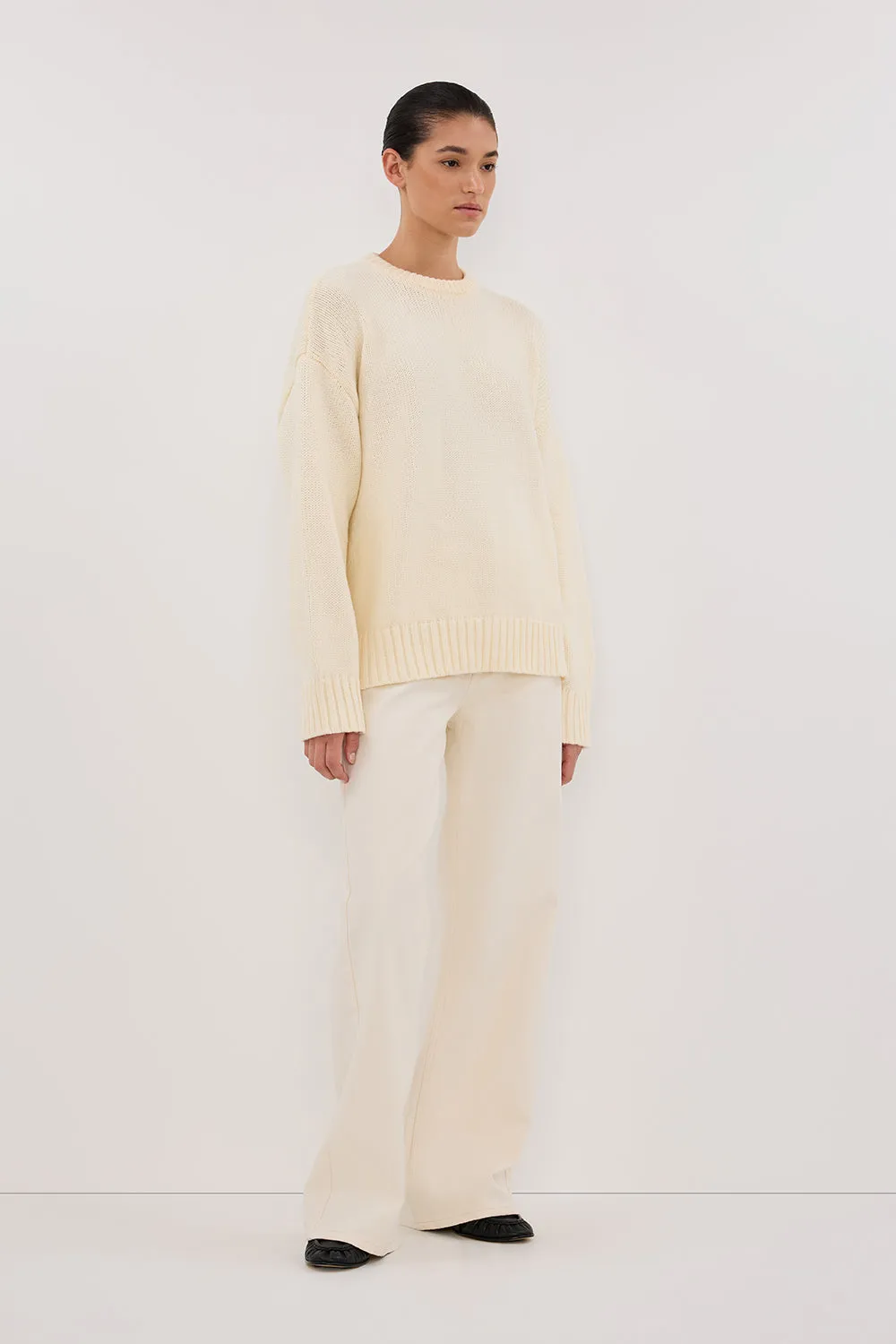 LILAH CREAM LONGLINE KNIT JUMPER