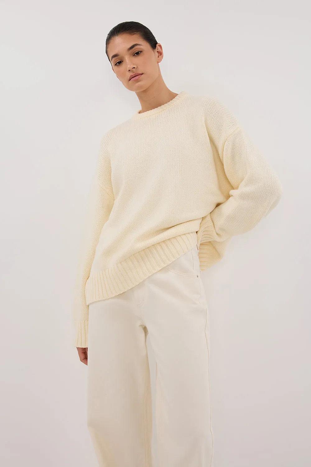 LILAH CREAM LONGLINE KNIT JUMPER