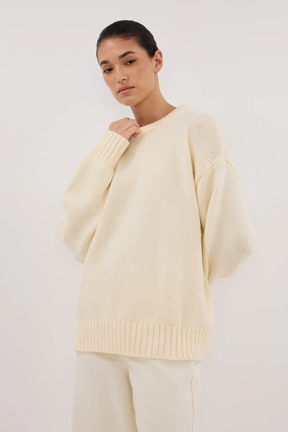 LILAH CREAM LONGLINE KNIT JUMPER