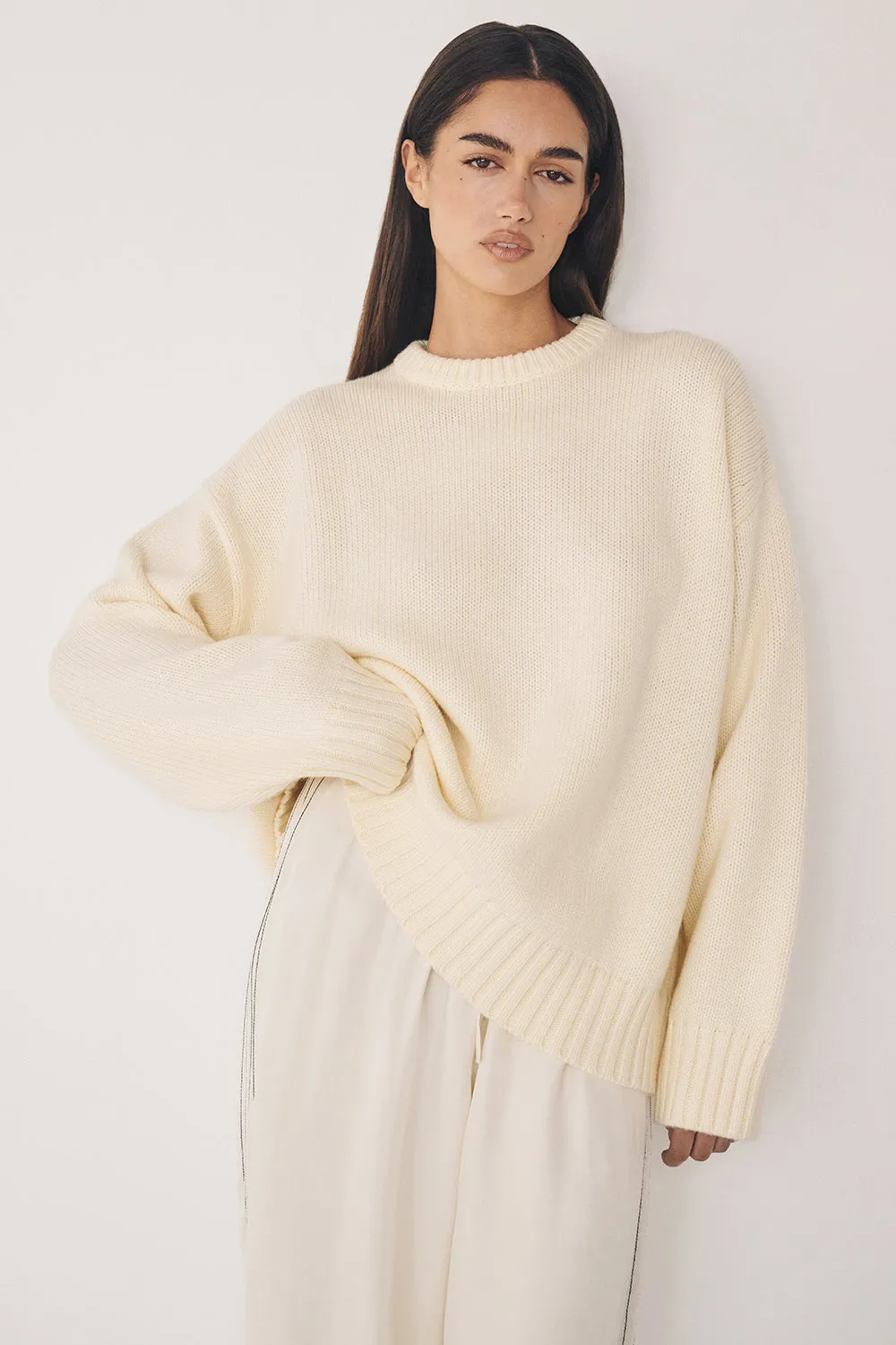 LILAH CREAM LONGLINE KNIT JUMPER