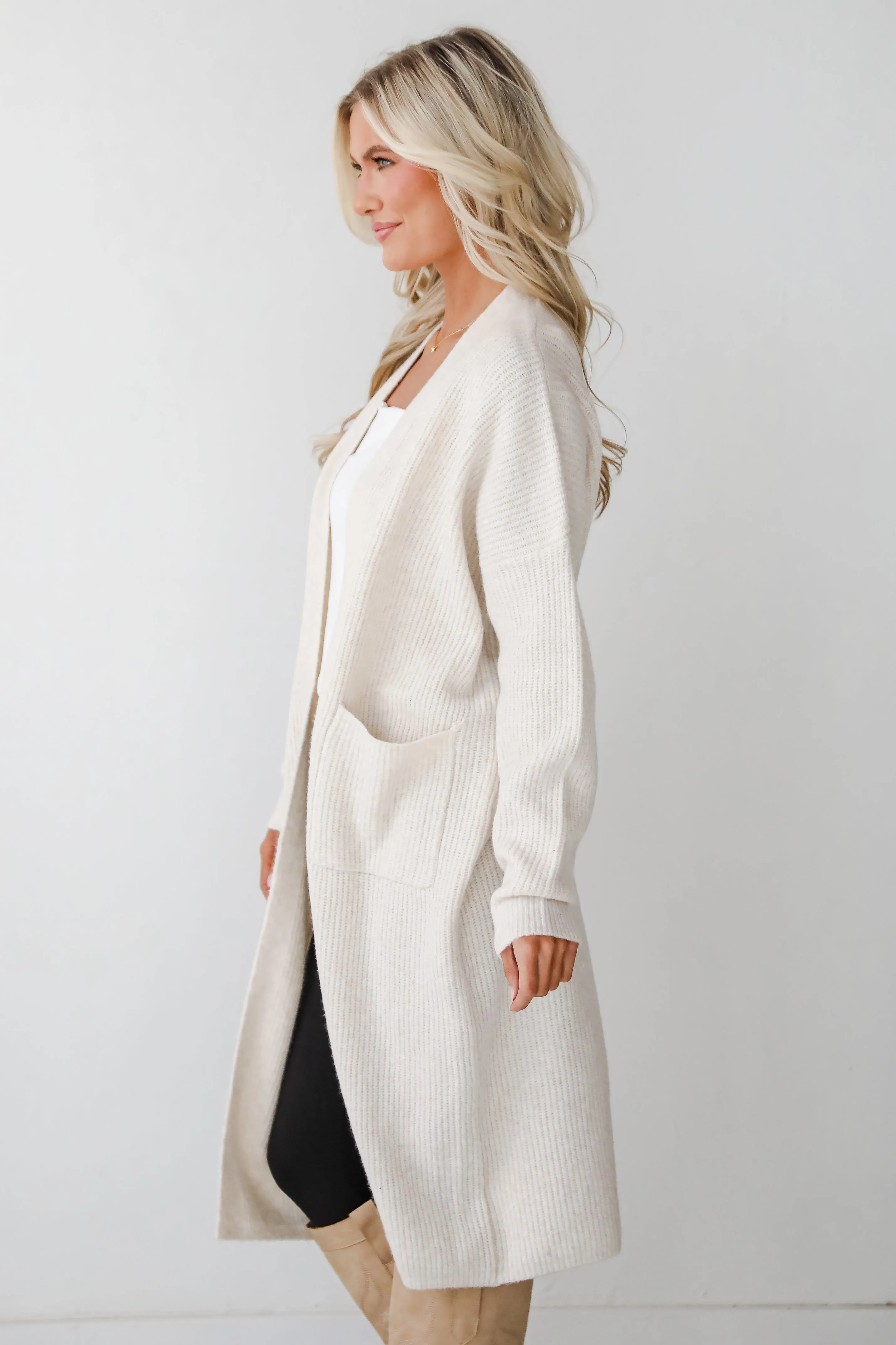 Memorably Charming Ivory Longline Sweater Cardigan