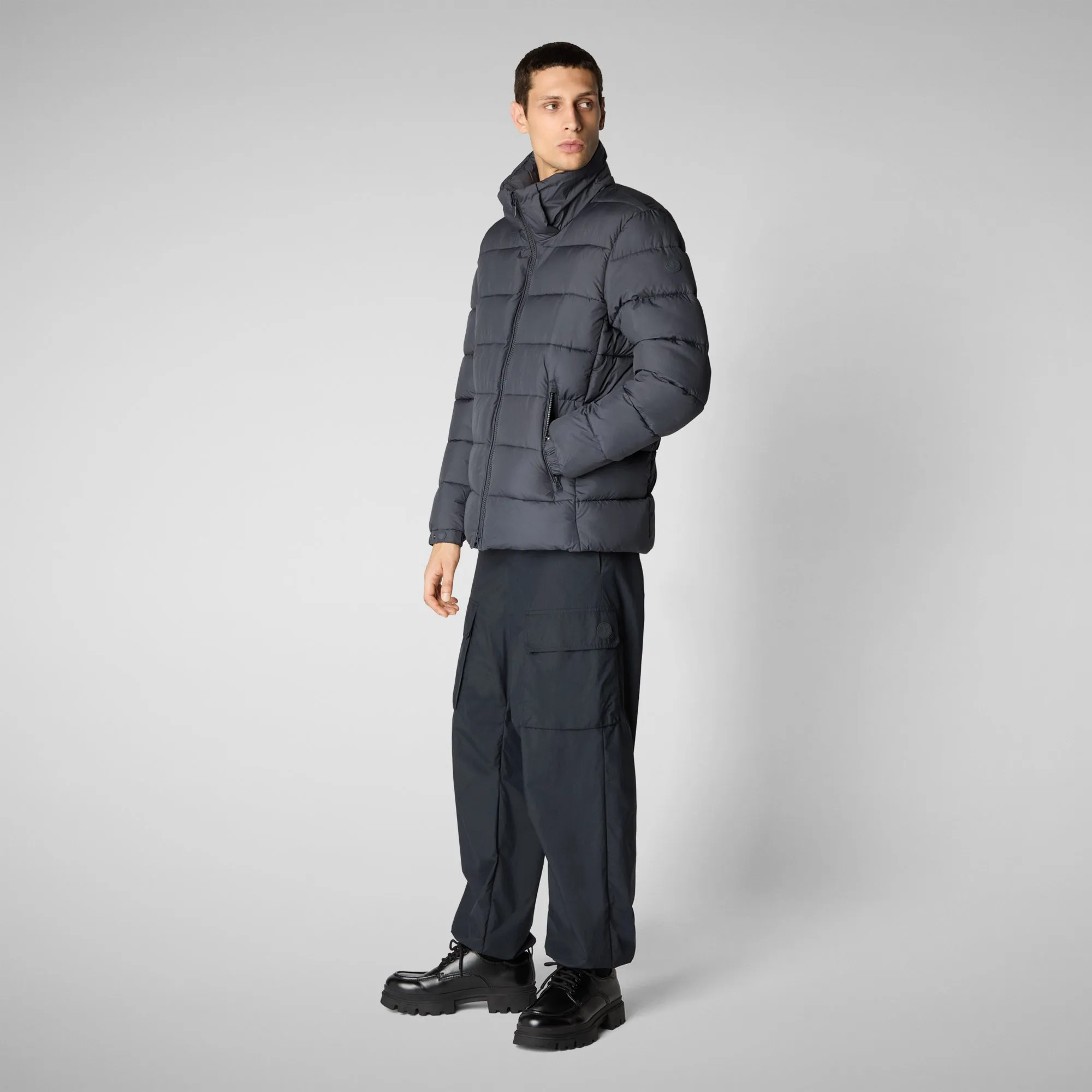 Men's  animal free hooded Animal free Puffer Boris in grey black