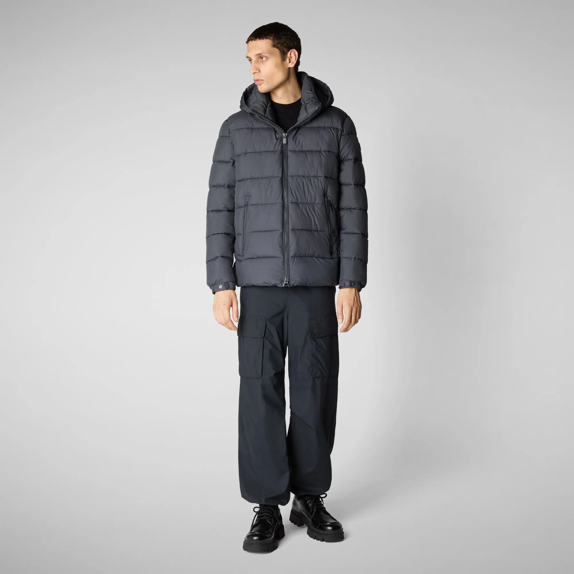 Men's  animal free hooded Animal free Puffer Boris in grey black