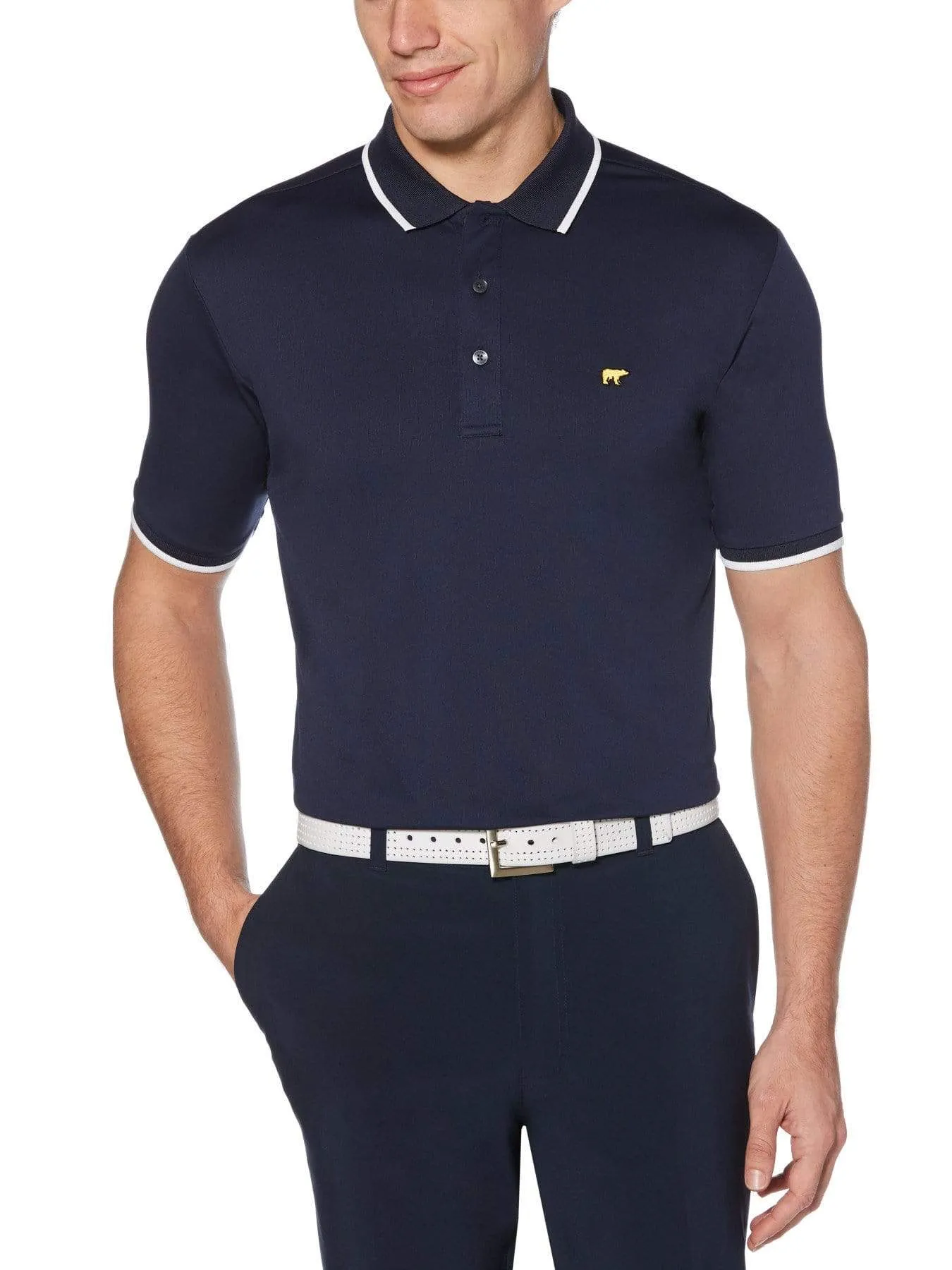 Men's Solid Golf Polo with Cuff Tipping