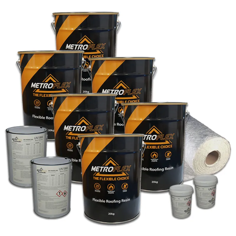 MetroFlex Flexible GRP Fibreglass Roofing Kit with Primer - 43m2