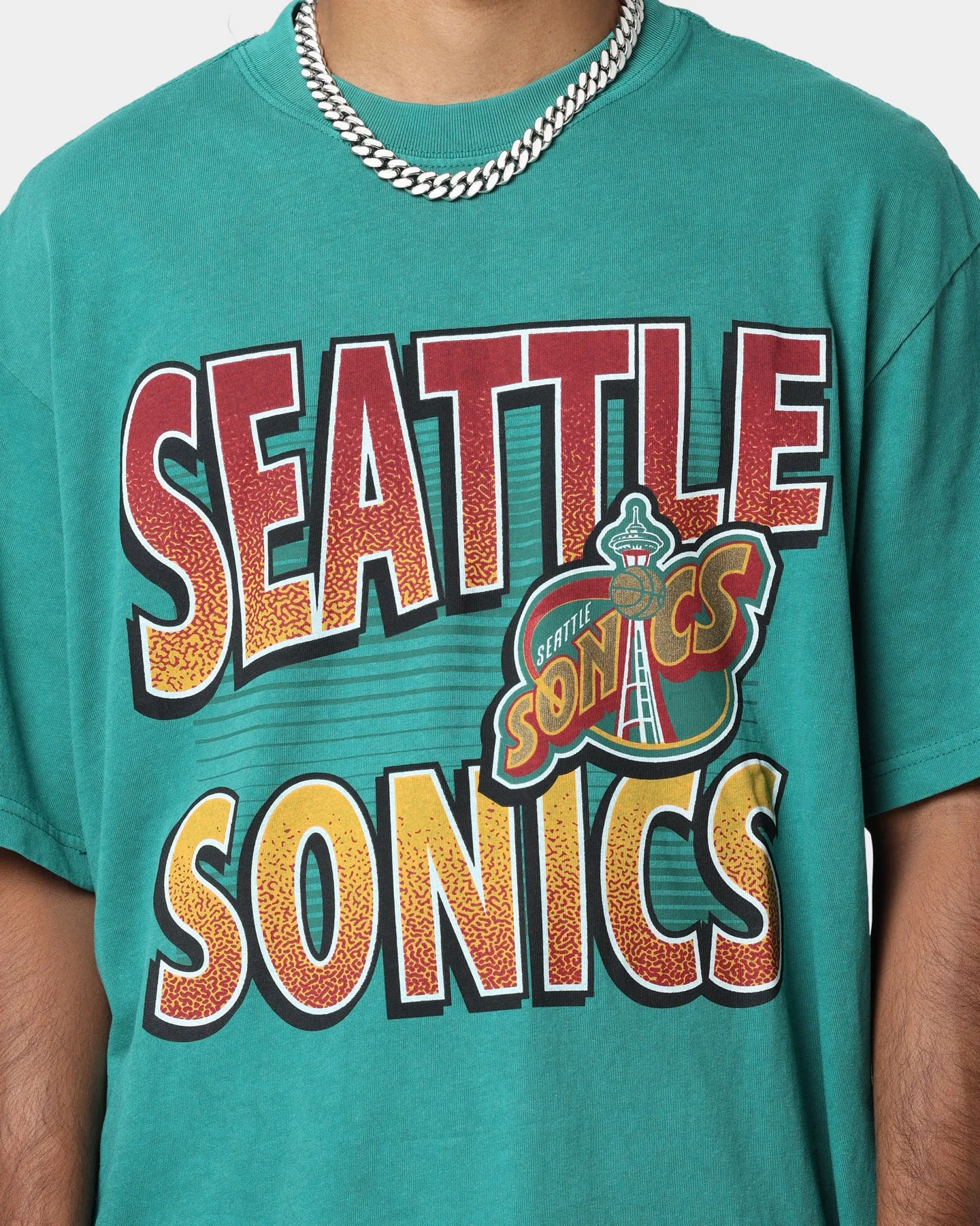 Mitchell & Ness Seattle Sonics Incline Stack Vintage T-Shirt Faded Green