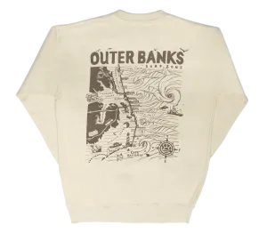 REAL Outer Banks Map Wmn's Crew Sweatshirt-Bone