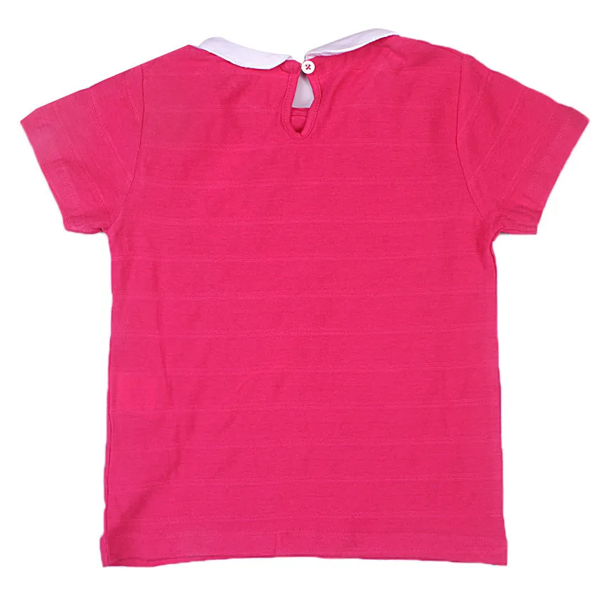 REDTAG Girl's Fuchsia Casual T-Shirts