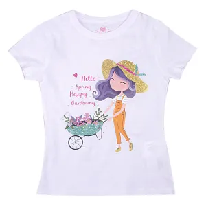 REDTAG Girl's White Casual T-Shirts