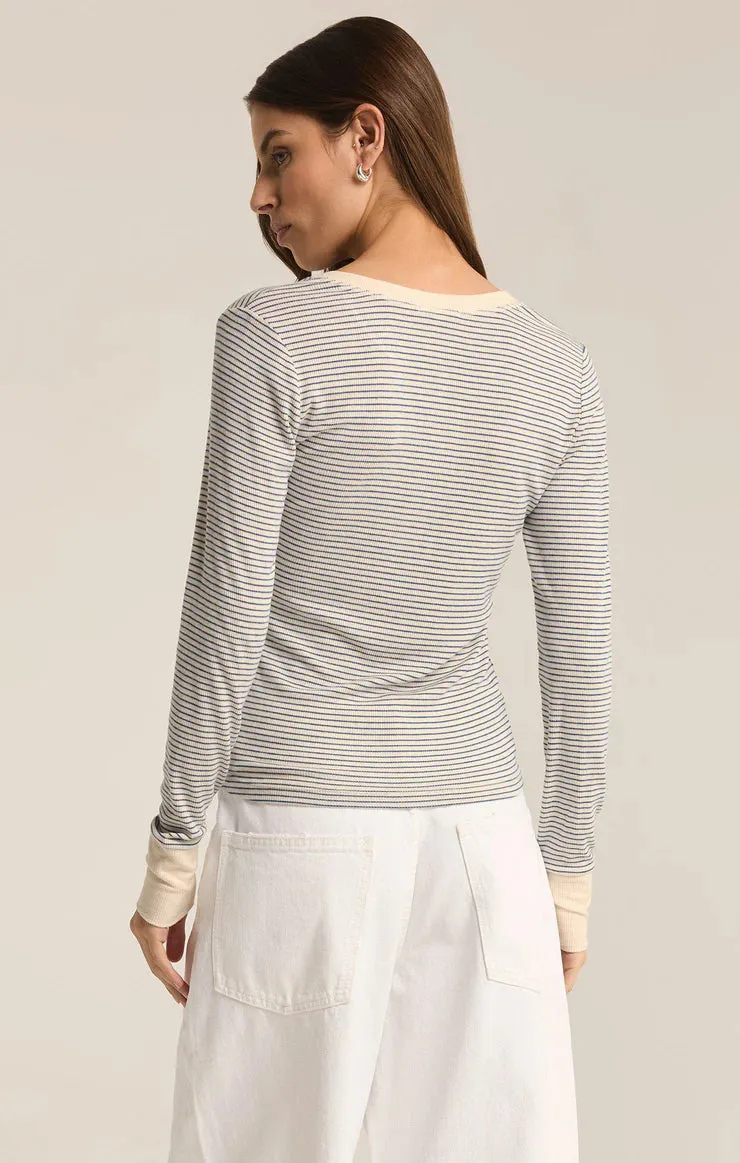 Scarlett Stripe Rip Henley Top