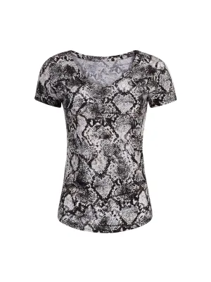 Snake-Print V-Neck Perfect Tee