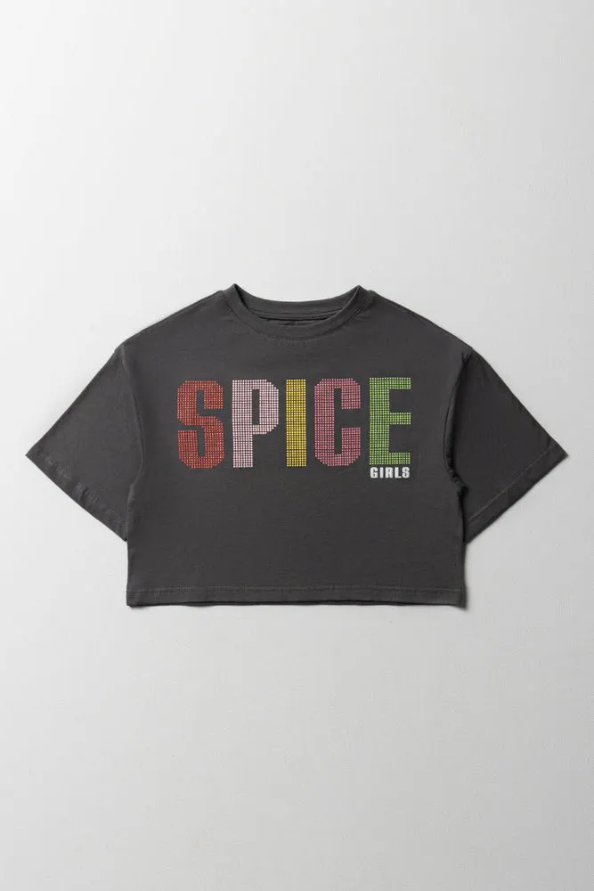 Spice Girls Boxy Short Sleeve T-Shirt Dark Grey