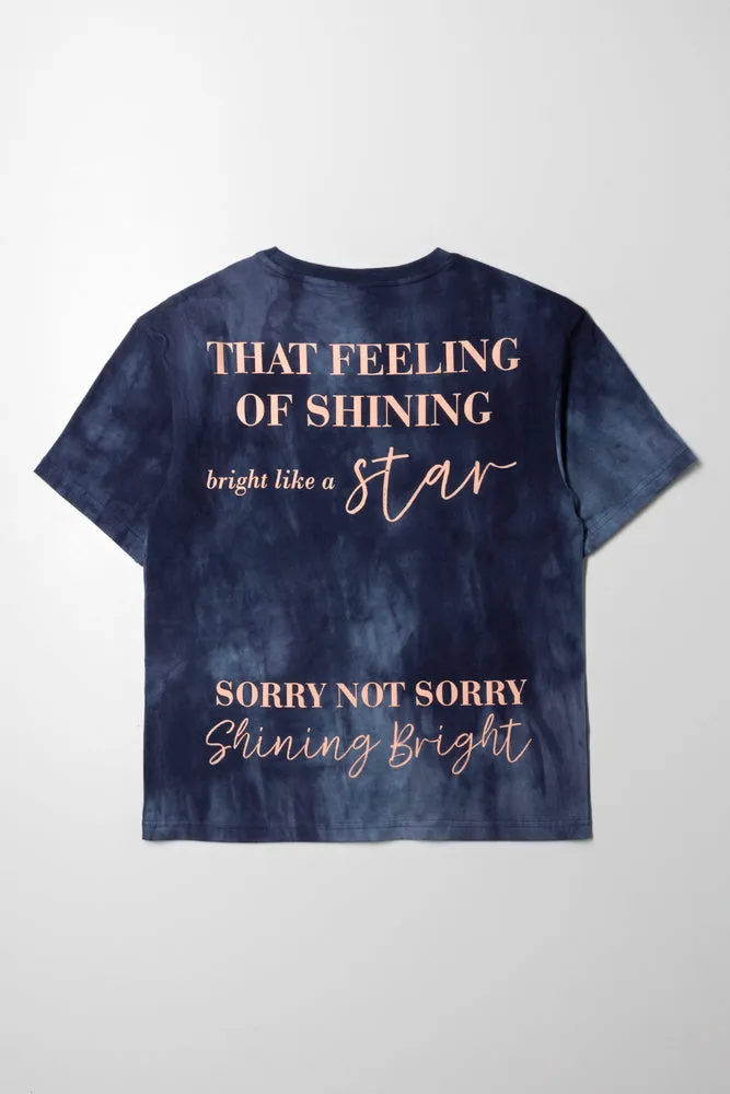 That Feeling Of Shining Oversized T-Shirt Navy